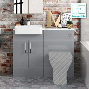 Harper Stone Grey Basin Vanity with Marble Top & Back To Wall Unit 1000mm