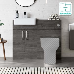 Harper Charcoal Elm Basin Vanity and Back To Wall Toilet Unit 1000mm