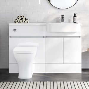 Foster Gloss White Combination Vanity Basin and Atlanta Toilet 1200mm - Right Handed