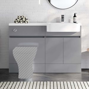 Foster Stone Grey Basin Vanity With Back To Wall Unit 1200mm - Right Handed