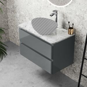 Corsica Storm Grey Wall Hung Drawer with Marble Top 800mm - Excludes Counter Top Basin
