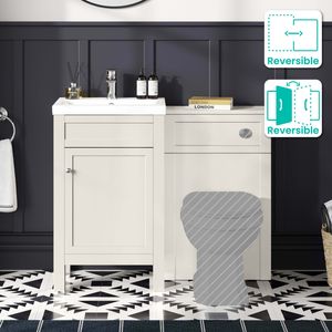 Bermuda Chalk White Basin Vanity and Back To Wall Unit 1000mm (Excludes Pan & Cistern)
