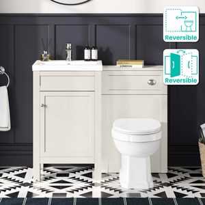 Bermuda Chalk White Combination Vanity Basin and Hudson Toilet 1000mm