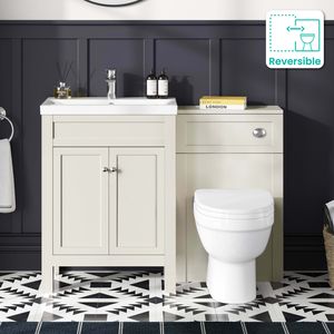 Bermuda Chalk White Combination Vanity Basin and Seattle Toilet 1100mm