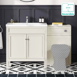 Bermuda Chalk White Basin Vanity and Back To Wall Unit 1300mm (Excludes Pan & Cistern)