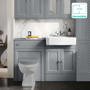 Monaco Dove Grey Basin Vanity and Back To Wall Toilet Unit 1200mm (Excludes Pan & Cistern)