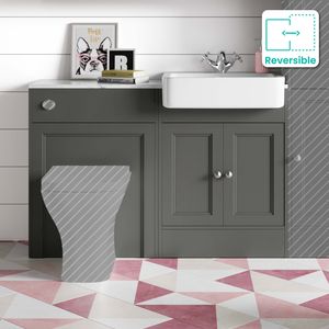 Monaco Graphite Grey Combination Vanity Basin with Marble Top 1200mm (Excludes Pan & Cistern)