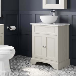 Lucia Chalk White Vanity with Marble Top & Round Counter Top Basin 640mm