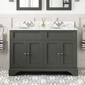 Lucia Graphite Grey Double Vanity with Marble Top & Undermount Basins 1200mm