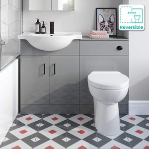 Quartz Stone Grey Combination Vanity Basin and Austin Toilet 1150mm - Black Accents