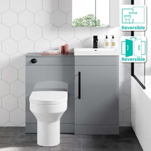 Avon Stone Grey Combination Vanity Basin and Denver Toilet 950mm - Black Accents
