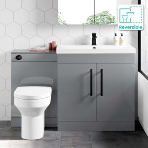 Avon Stone Grey Combination Vanity Basin and Denver Toilet 1300mm - Black Accents