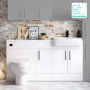 Harper Gloss White Combination Vanity Basin and Seattle Toilet 1500mm - Black Accents