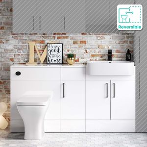 Harper Gloss White Combination Vanity Basin and Atlanta Toilet 1500mm - Black Accents