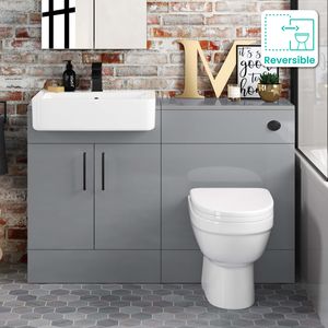 Harper Stone Grey Combination Vanity Basin and Seattle Toilet 1200mm - Black Accents