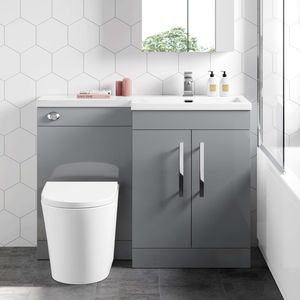 Avon Stone Grey Combination Vanity Basin and Boston Toilet 1100mm - Right Handed