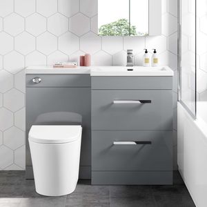 Avon Stone Grey Combination Basin Drawer and Boston Toilet 1100mm - Right Handed