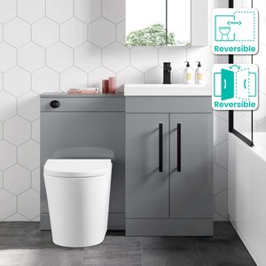 Avon Stone Grey Combination Vanity Basin and Boston Toilet 1000mm - Black Accents