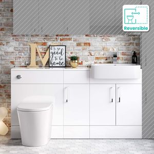Harper Gloss White Combination Vanity Basin and Boston Toilet 1500mm