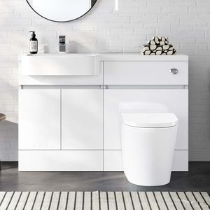 Foster Gloss White Combination Vanity Basin and Boston Toilet 1200mm - Left Handed