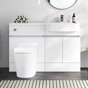 Foster Gloss White Combination Vanity Basin and Boston Toilet 1200mm - Right Handed