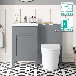 Bermuda Dove Grey Combination Vanity Basin and Boston Toilet 1000mm