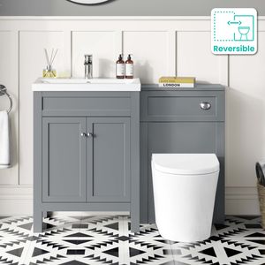 Bermuda Dove Grey Combination Vanity Basin and Boston Toilet 1100mm