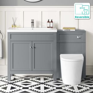 Bermuda Dove Grey Combination Vanity Basin and Boston Toilet 1300mm