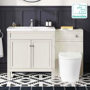 Bermuda Chalk White Combination Vanity Basin and Boston Toilet 1300mm