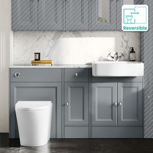 Monaco Dove Grey Combination Vanity Basin with Marble Top and Boston Toilet 1500mm