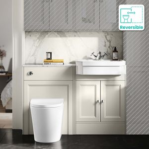 Monaco Chalk White Combination Vanity Traditional Basin with Marble Top & Boston Toilet 1200mm