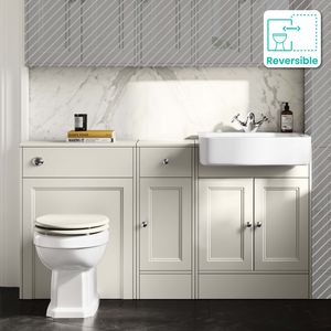 Monaco Chalk White Combination Vanity Basin and Hudson Toilet with Wooden Seat 1500mm