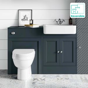 Monaco Inky Blue Combination Vanity Basin and Seattle Toilet 1200mm