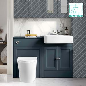 Monaco Inky Blue Combination Vanity Basin and Boston Toilet 1200mm