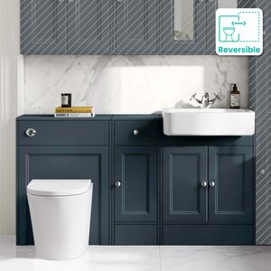 Monaco Inky Blue Combination Vanity Basin and Boston Toilet 1500mm