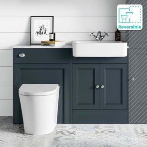 Monaco Inky Blue Combination Vanity Basin with Marble Top & Boston Toilet 1200mm
