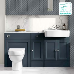 Monaco Inky Blue Combination Vanity Basin with Marble Top and Seattle Toilet 1500mm