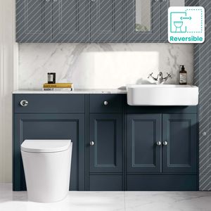 Monaco Inky Blue Combination Vanity Basin with Marble Top and Boston Toilet 1500mm
