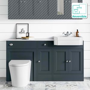 Monaco Inky Blue Combination Vanity Traditional Basin with Marble Top and Boston Toilet 1500mm