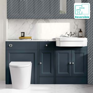 Monaco Inky Blue Combination Vanity Traditional Basin with Marble Top and Boston Toilet 1500mm
