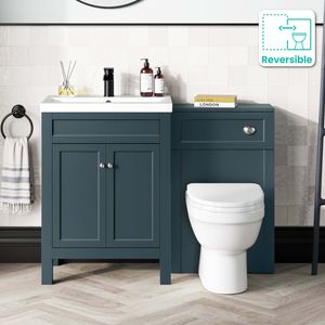 Bermuda Inky Blue Combination Vanity Basin and Seattle Toilet 1100mm