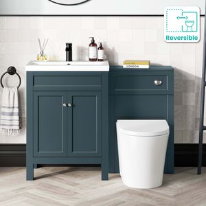 Bermuda Inky Blue Combination Vanity Basin and Boston Toilet 1100mm