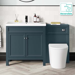 Bermuda Inky Blue Combination Vanity Basin and Boston Toilet 1300mm