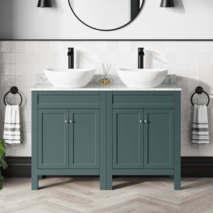 Bermuda Midnight Green Vanity with Marble Top & Oval Counter Top Basin 1200mm
