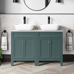 Bermuda Midnight Green Vanity with Marble Top & Curved Counter Top Basin 1200mm