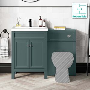 Bermuda Midnight Green Basin Vanity Drawer and Back To Wall Toilet 1100mm (Excludes Pan & Cistern)