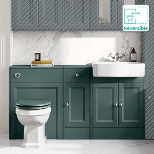 Monaco Midnight Green Combination Vanity Basin and Hudson Toilet with Wooden Seat 1500mm
