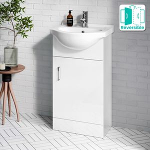 Quartz Gloss White Cloakroom Vanity with Semi Recessed Basin 450mm