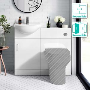 Quartz Gloss White Basin Vanity and Back To Wall Toilet Unit 950mm