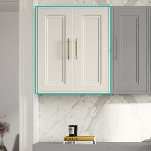 Chalk White Wall Hung Cabinet 700x600mm - Brass Knurled Handles